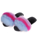 Wholesale Attractive Design Colorful Furry Fluffy Outdoor or Bedroom Slides Slippers For Ladies